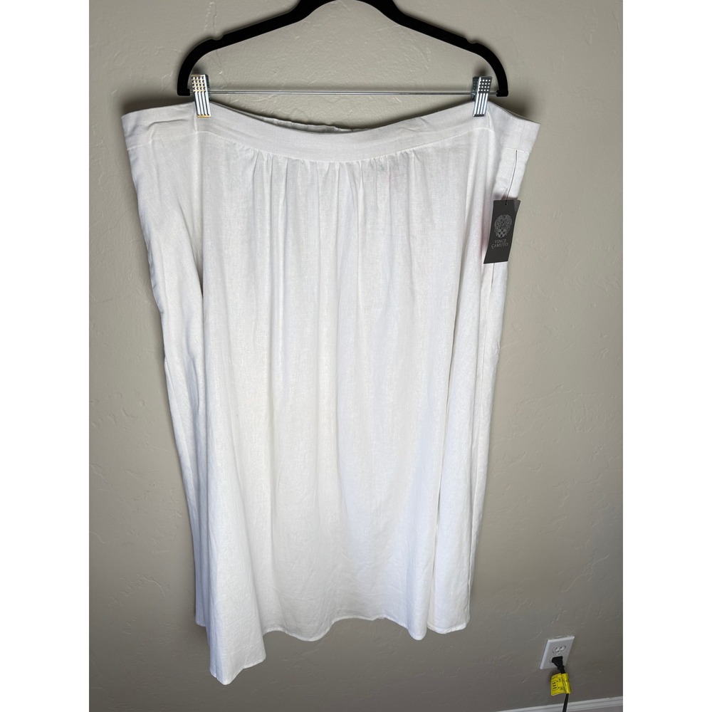 NWT Vince Camuto Plus Size 22W White Linen Blend A-Line‎ Midi Maxi Skirt